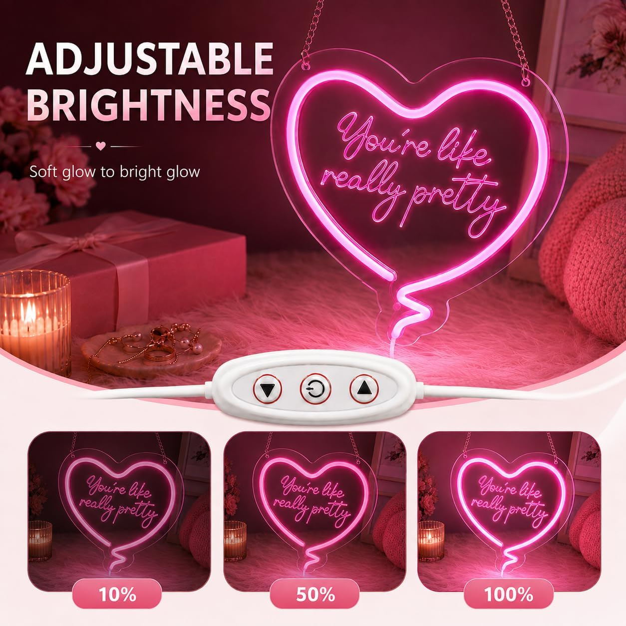 Pink Heart Neon Sign Youre Lik - Neon Sign Party recension och pris
