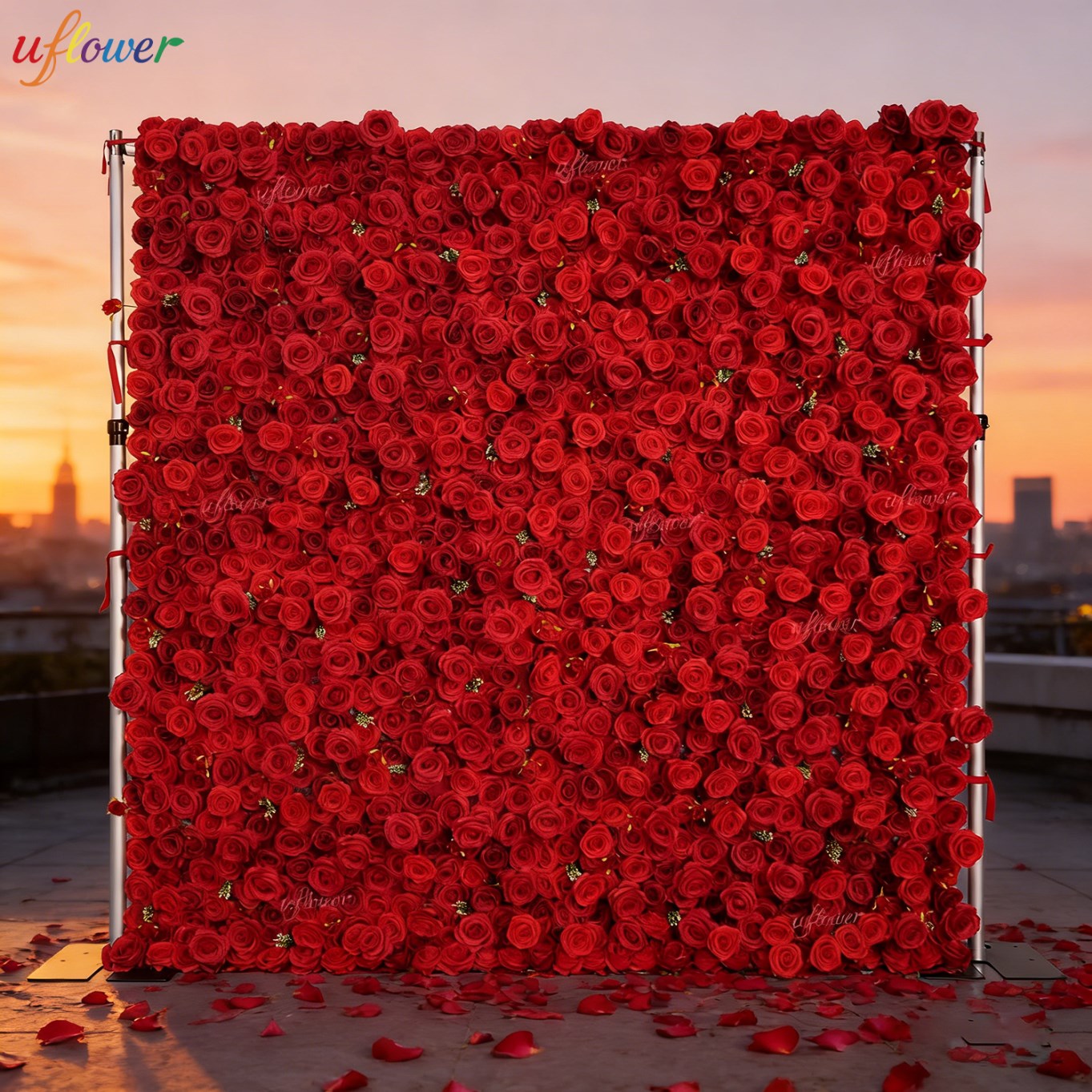 Uflower Red Rose Artificial Fl - Flower Wall Panel recension och pris