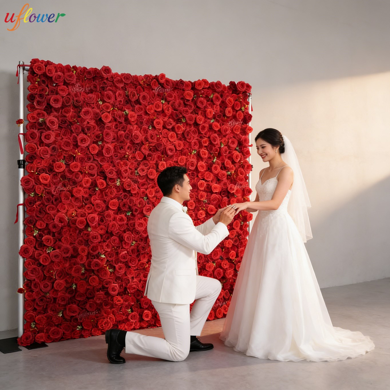 Uflower Red Rose Artificial Fl - Flower Wall Panel recension och pris