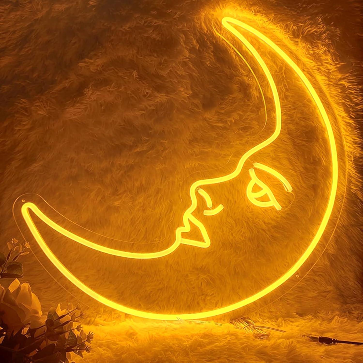 Moon Face Neon Sign USB Dimmab - Neon Sign Party recension och pris