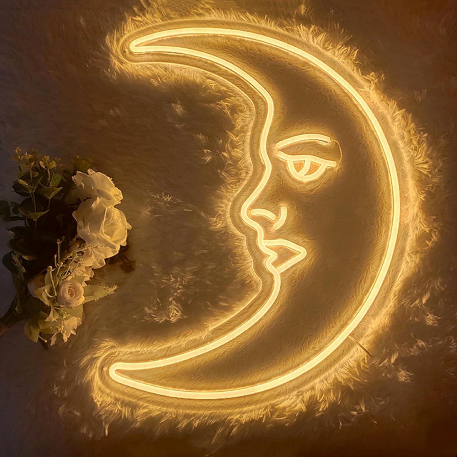 Moon Face Neon Sign USB Dimmab - Neon Sign Party recension och pris