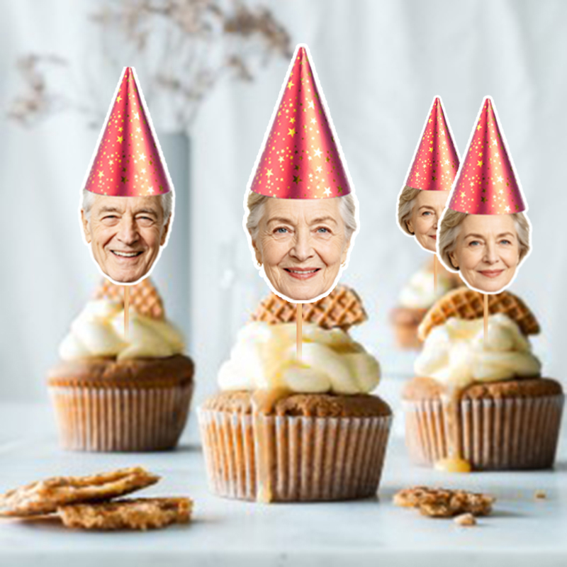 12/24pcs Custom Face Cupcake T - Party Hat Cone recension och pris
