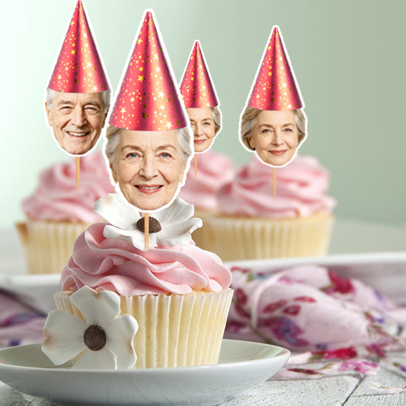 12/24pcs Custom Face Cupcake T - Party Hat Cone recension och pris