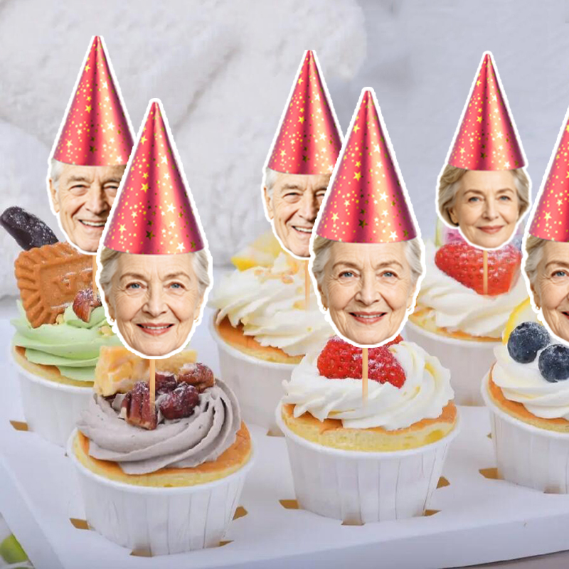 12/24pcs Custom Face Cupcake T - Party Hat Cone recension och pris