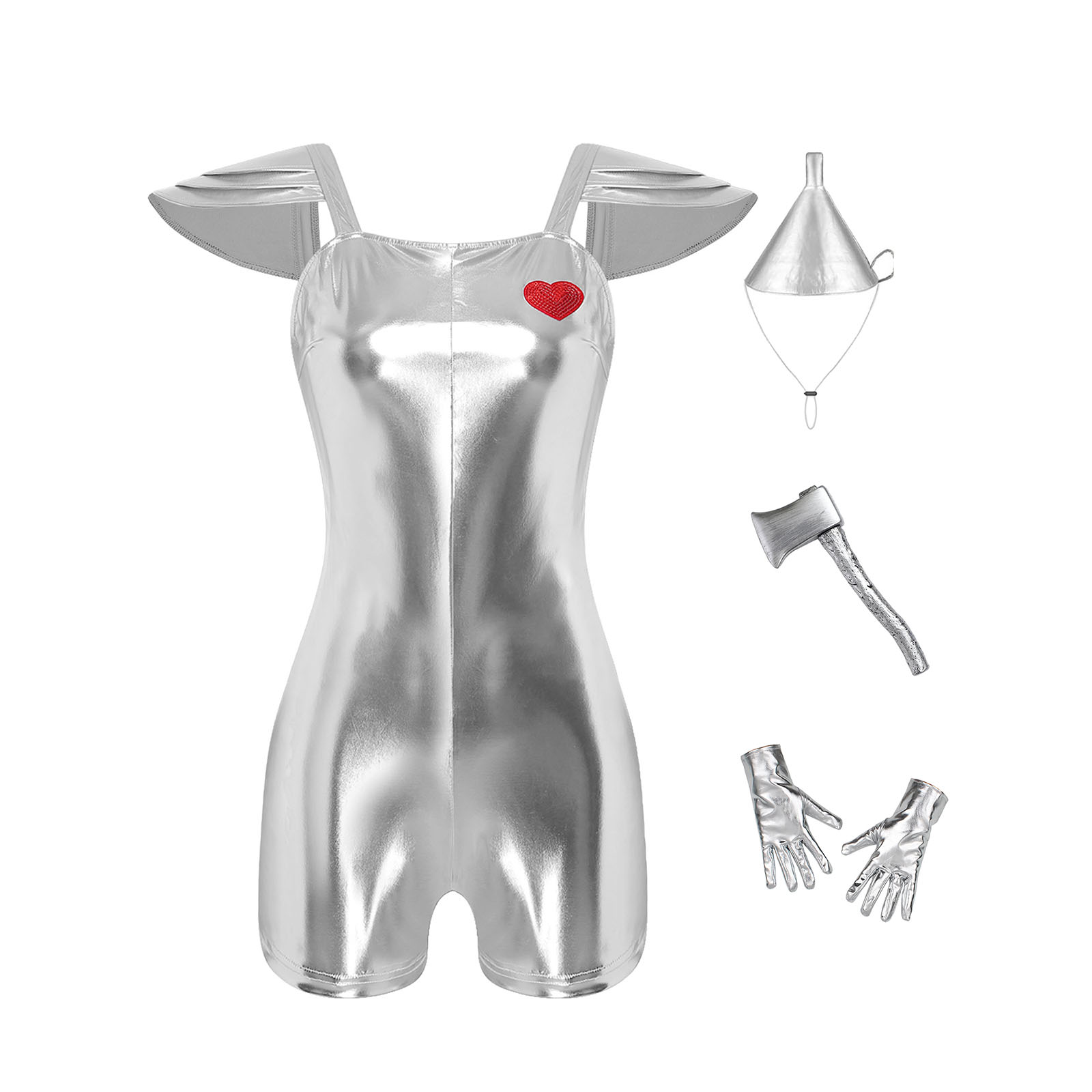 Women Shiny Metallic Jumpsuit  - Party Hat Cone recension och pris