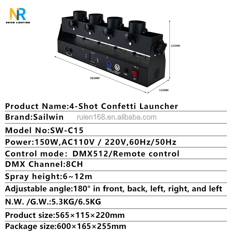 Dmx 512 Four-Tube Confetti Mac - Confetti Cannon Tube recension och pris