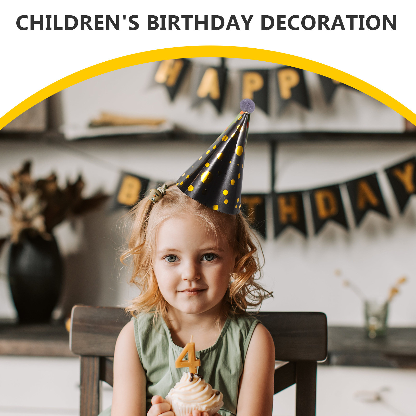 3Pcs Gold Foil Accented Paper  - Party Hat Cone recension och pris