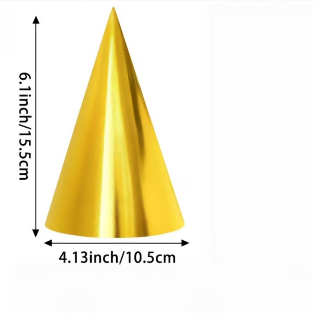 10pcs Colorful Metallic Foil B - Party Hat Cone recension och pris