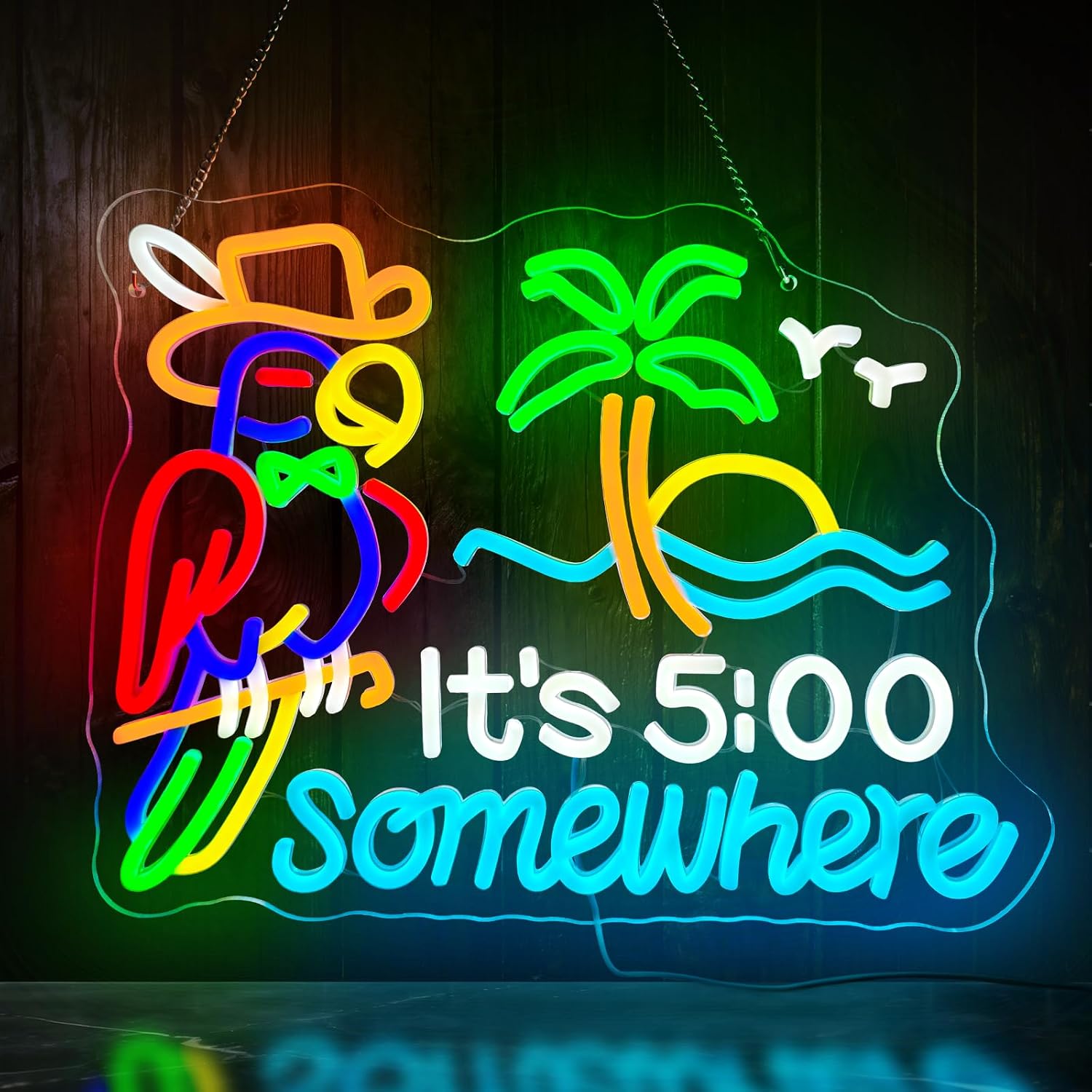 Tiki Bar Parrot Palm Tree Neon - Neon Sign Party recension och pris