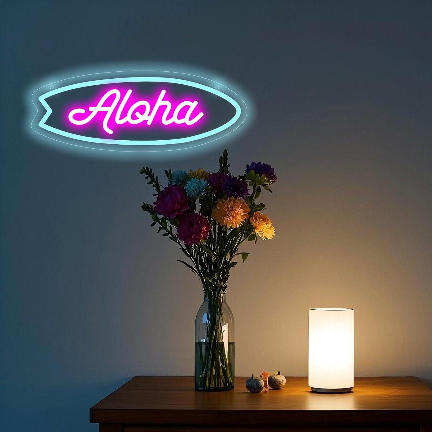Aloha Surfboard Neon Sign Trop - Neon Sign Party recension och pris