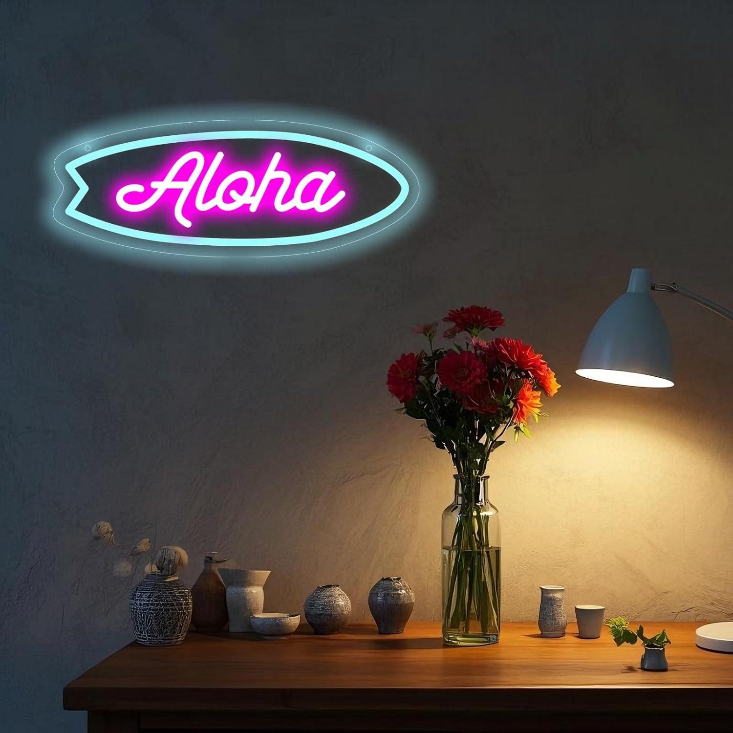 Aloha Surfboard Neon Sign Trop - Neon Sign Party recension och pris